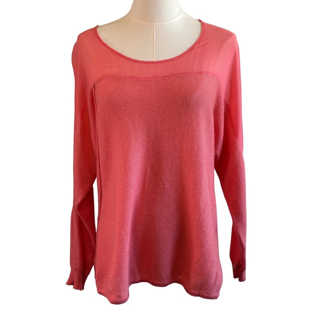 Haute Hippie Silk Cashmere Top Coral Pink‎ Womens S-M Sheer Knit Feminine Luxe